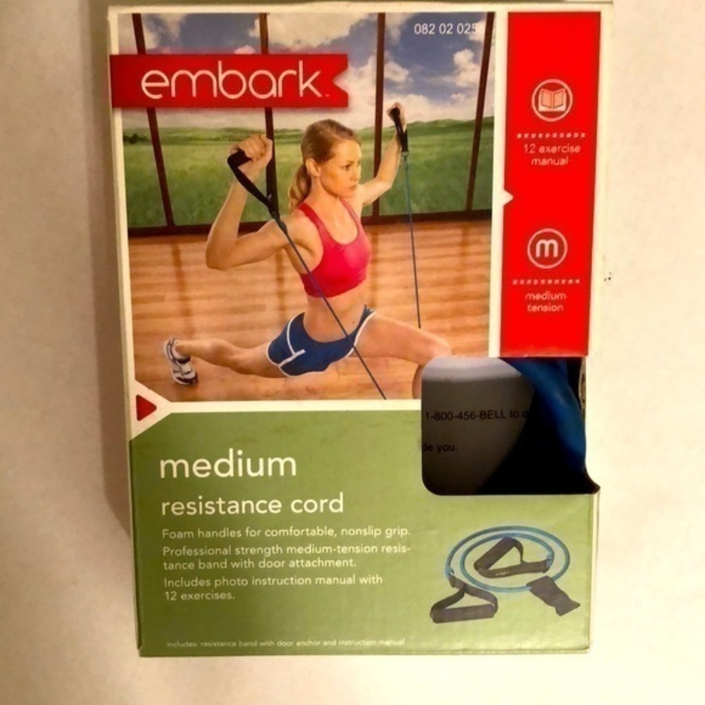 NEW embark Professional medium resistance exercise band cords with firm handles,